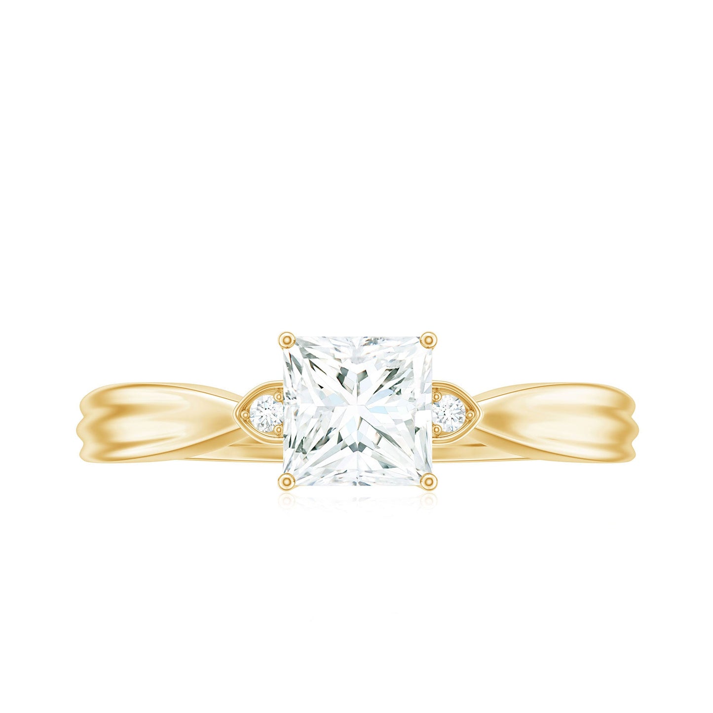 5MM Princess Cut Moissanite Solitaire Promise Ring for Her