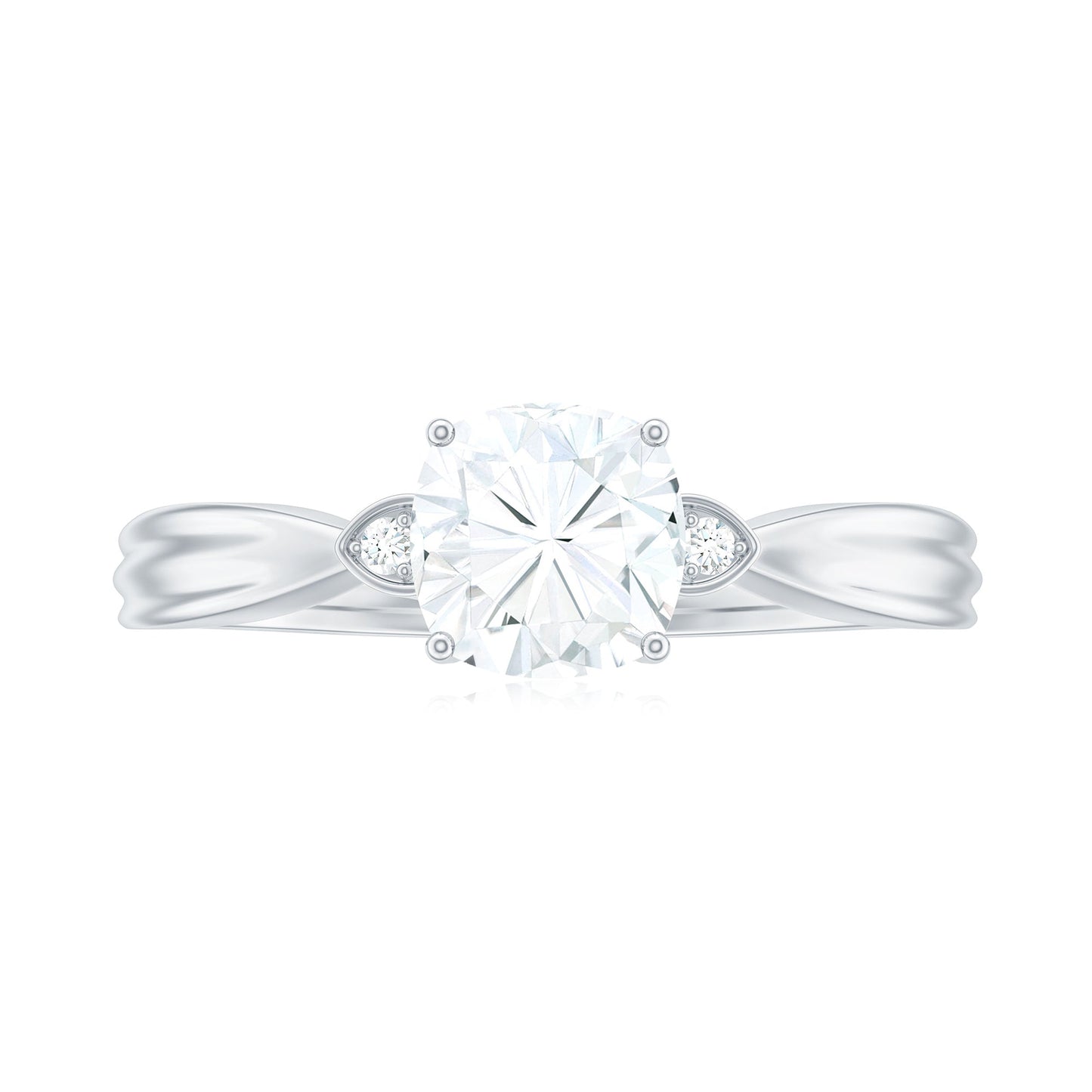 Brilliant Cut 6mm Moissanite Cushion Engagement Ring