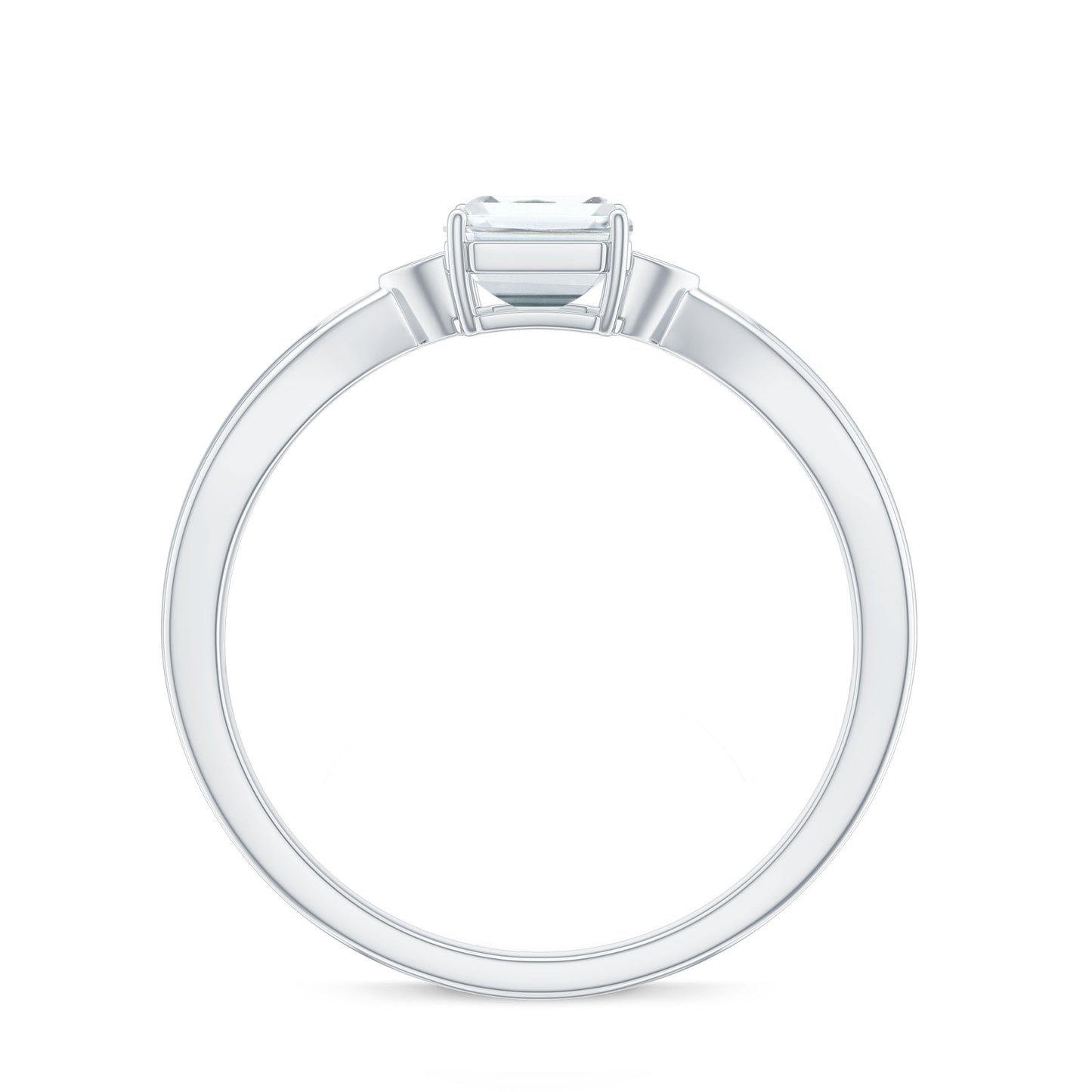 6x8mm Emerald Cut Certified Moissanite Engagement Ring for Women