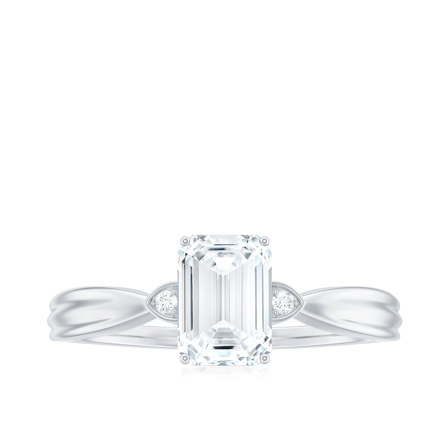 6x8mm Emerald Cut Certified Moissanite Engagement Ring for Women