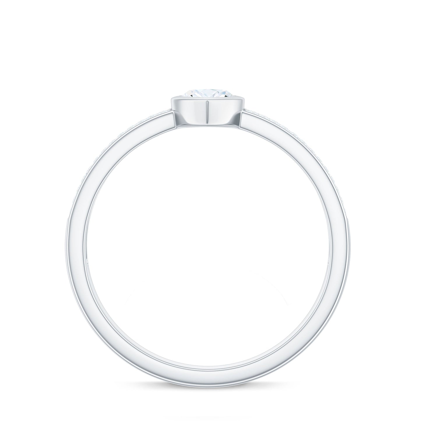 4x8mm Marquise Cut Moissanite Engagement Ring in Bezel Setting