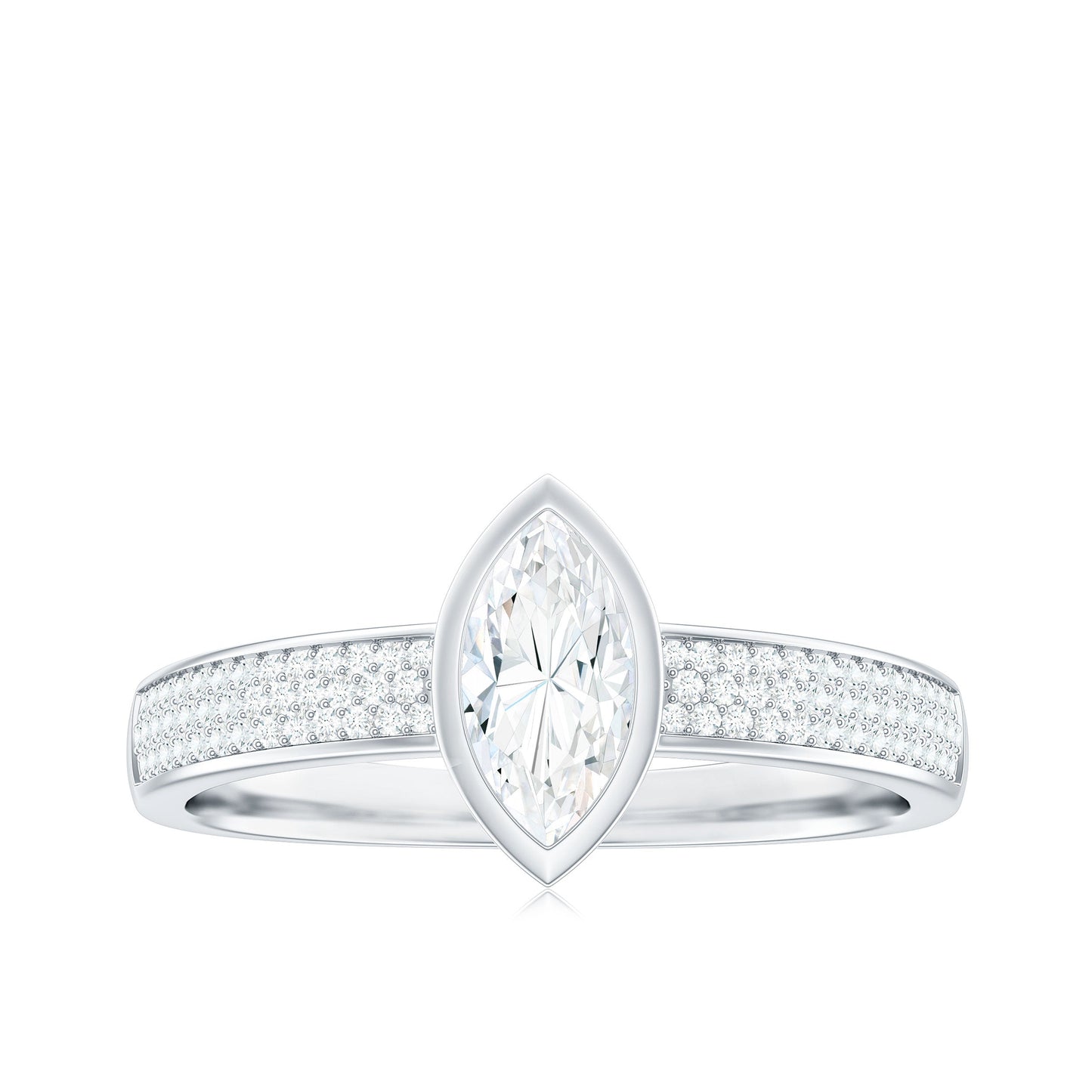 4x8mm Marquise Cut Moissanite Engagement Ring in Bezel Setting