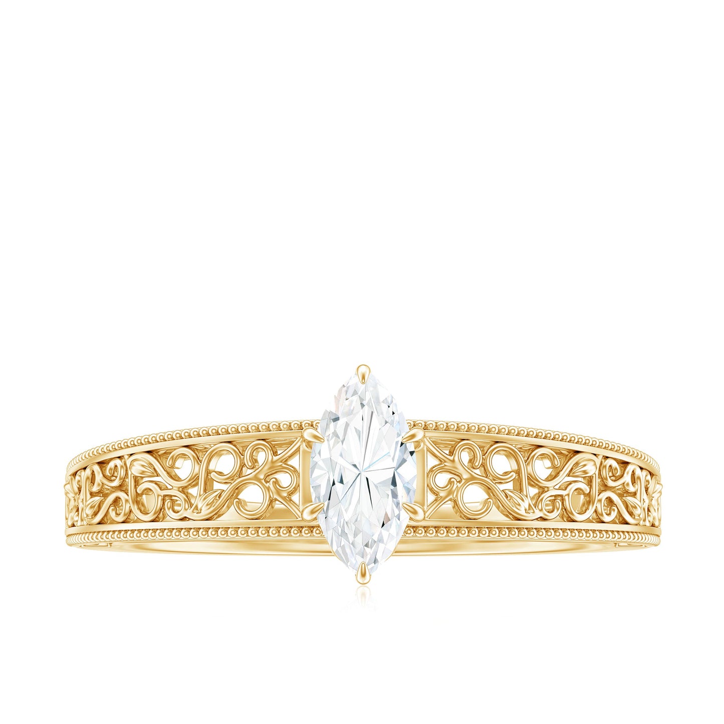 4x8mm Marquise Cut Certified Moissanite Solitaire Engagement Ring