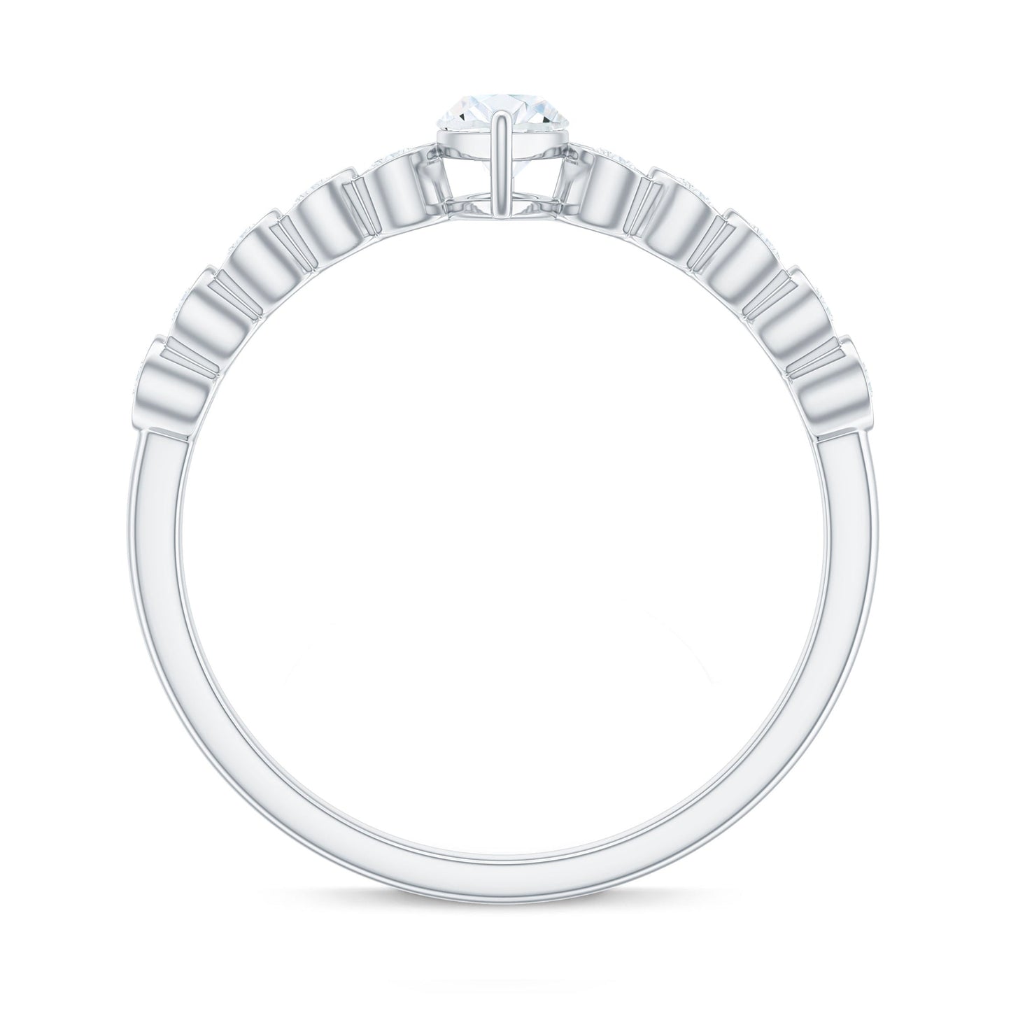 4X8mm Marquise Cut Moissanite Solitaire Engagement Ring with Side Stones