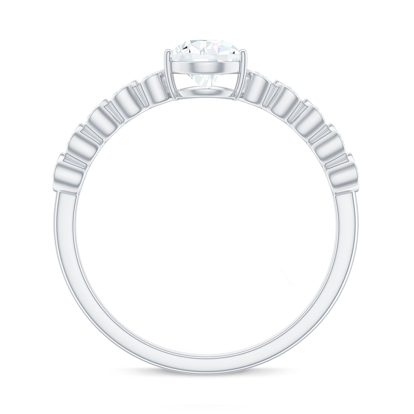 5x7mm Pear Cut Moissanite Teardrop Engagement Ring with Side Stones