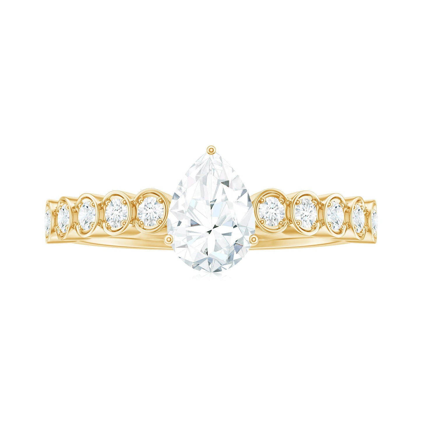 5x7mm Pear Cut Moissanite Teardrop Engagement Ring with Side Stones