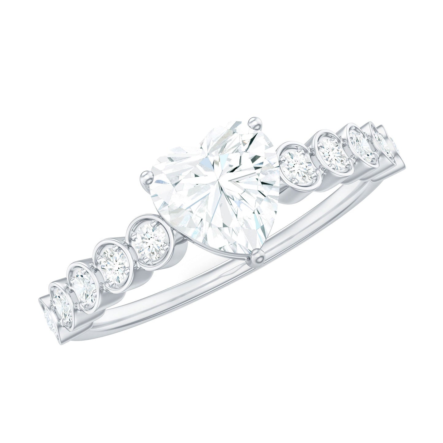 7mm Heart Shape Certified Moissanite Solitaire Engagement Ring