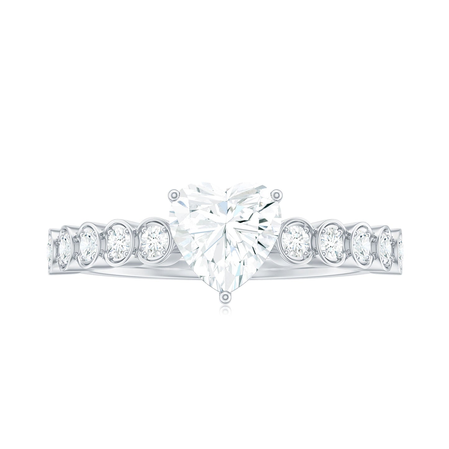 7mm Heart Shape Certified Moissanite Solitaire Engagement Ring