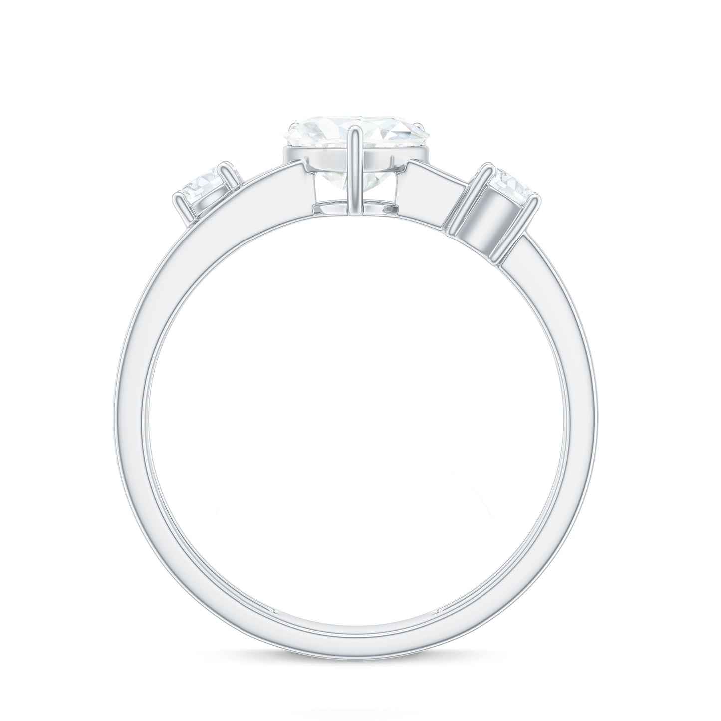 7mm Heart Shape Moissanite Solitaire Double Band Engagement Ring