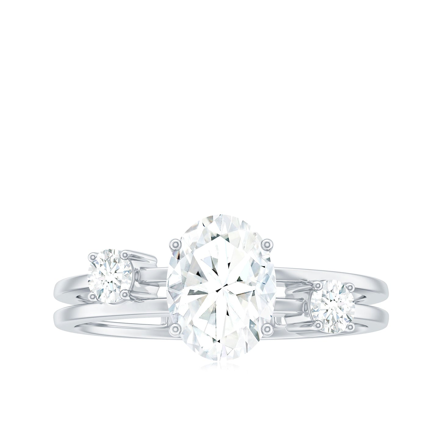 6X8mm Oval Cut Certified Moissanite Solitaire Engagement Ring