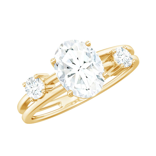 6X8mm Oval Cut Certified Moissanite Solitaire Engagement Ring