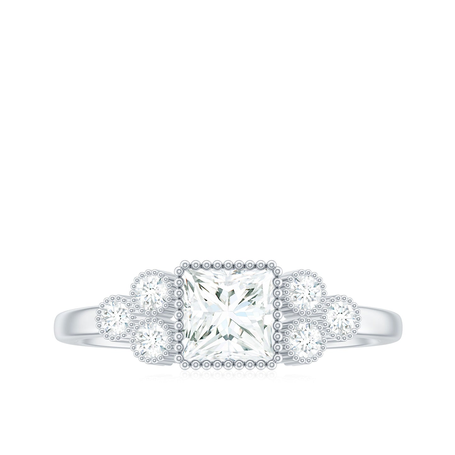 5x5mm Princess Cut Moissanite Classic Solitaire Engagement Ring