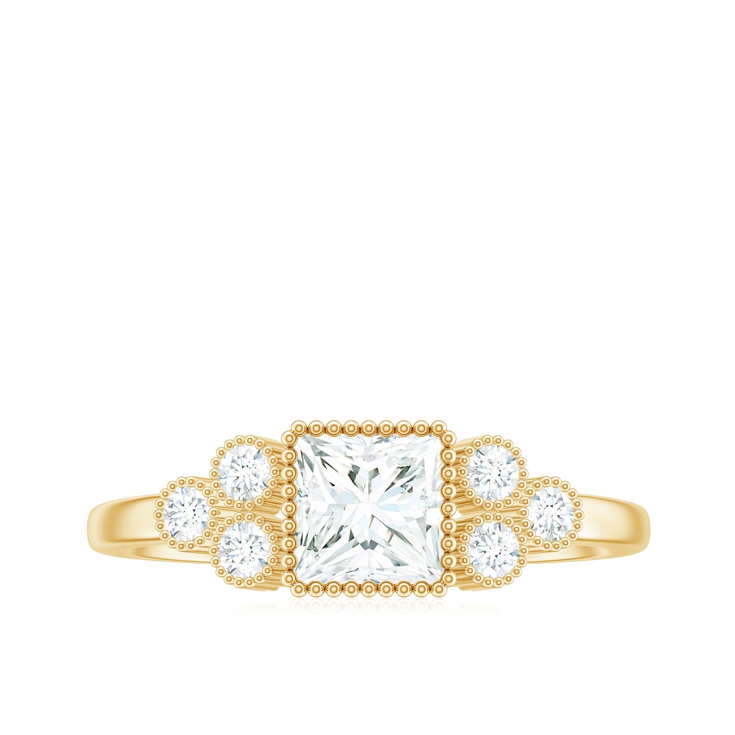 5x5mm Princess Cut Moissanite Classic Solitaire Engagement Ring
