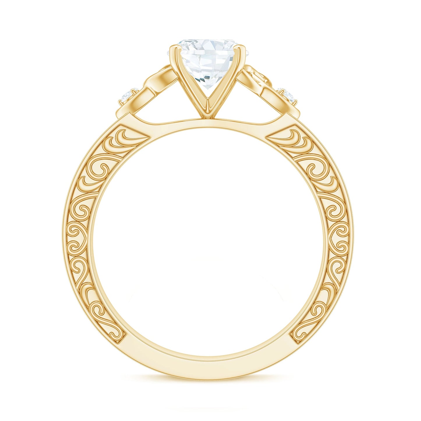 6x8mm Oval Cut Moissanite Celtic Engagement Ring with Engraving Details