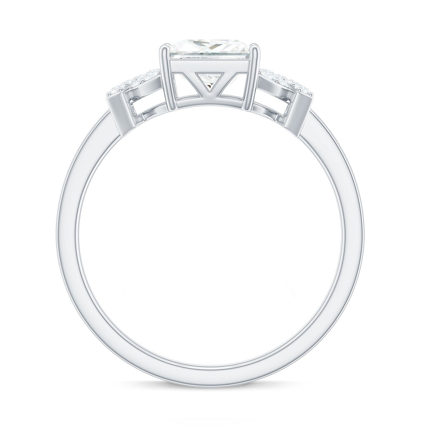 6X8 mm Princess Cut Moissanite Solitaire Engagement Ring