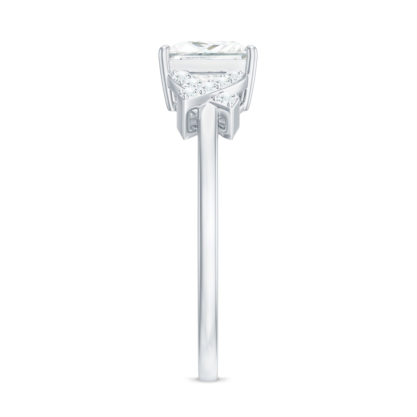 6X8 mm Princess Cut Moissanite Solitaire Engagement Ring