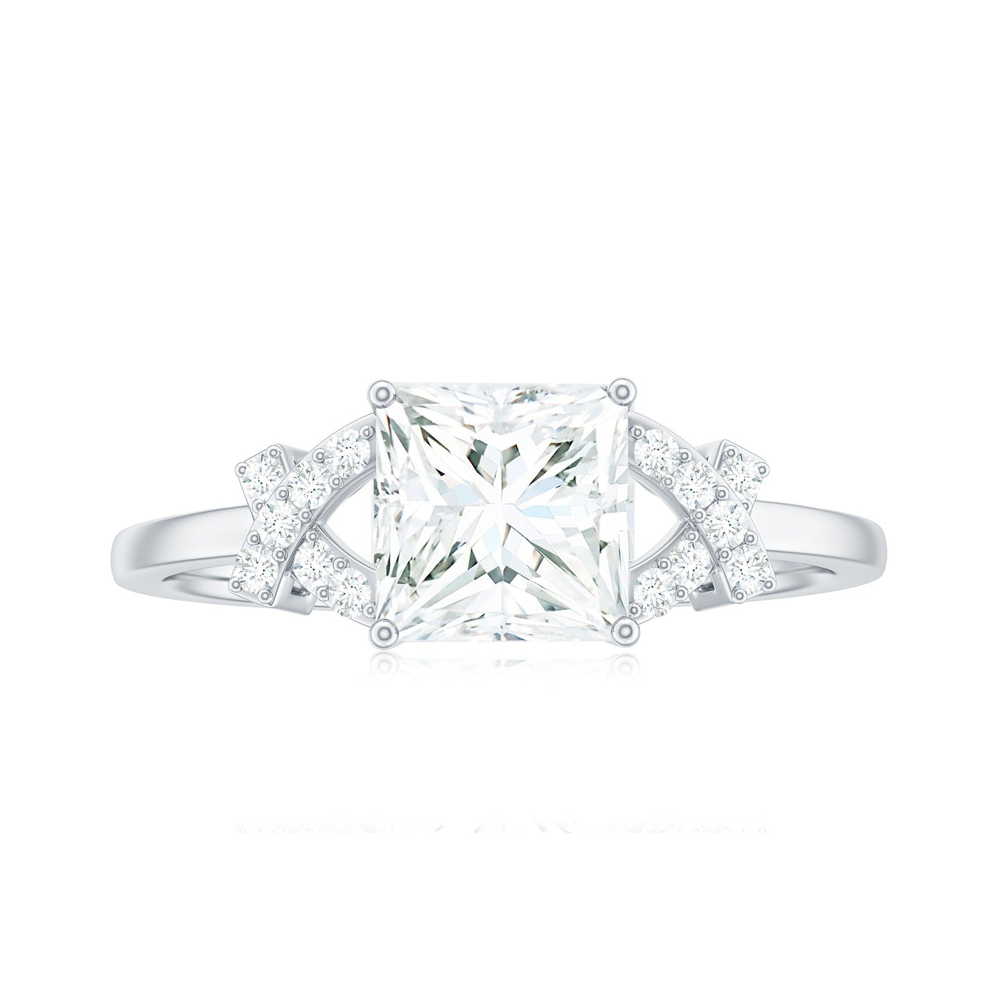 6X8 mm Princess Cut Moissanite Solitaire Engagement Ring