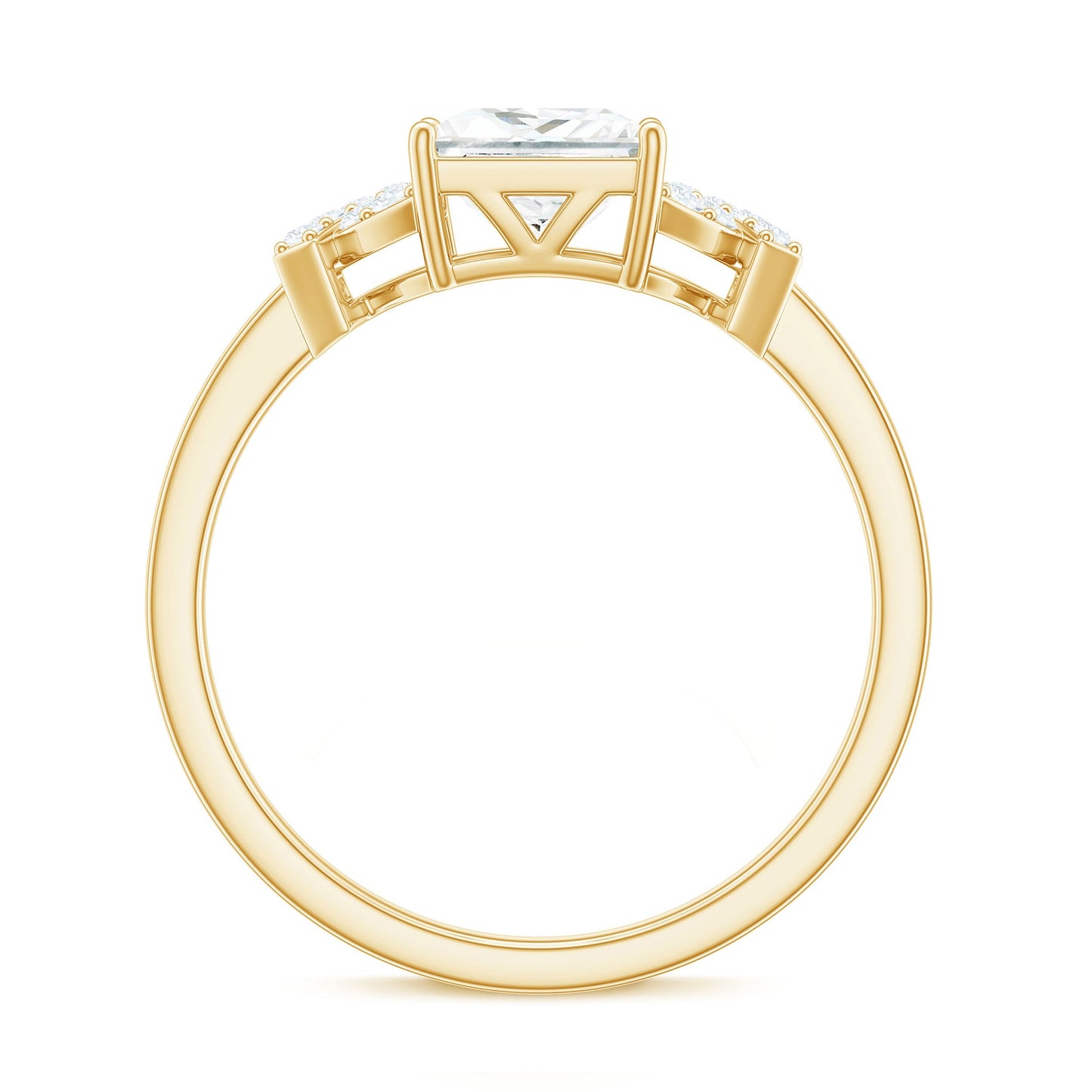 6X8 mm Princess Cut Moissanite Solitaire Engagement Ring