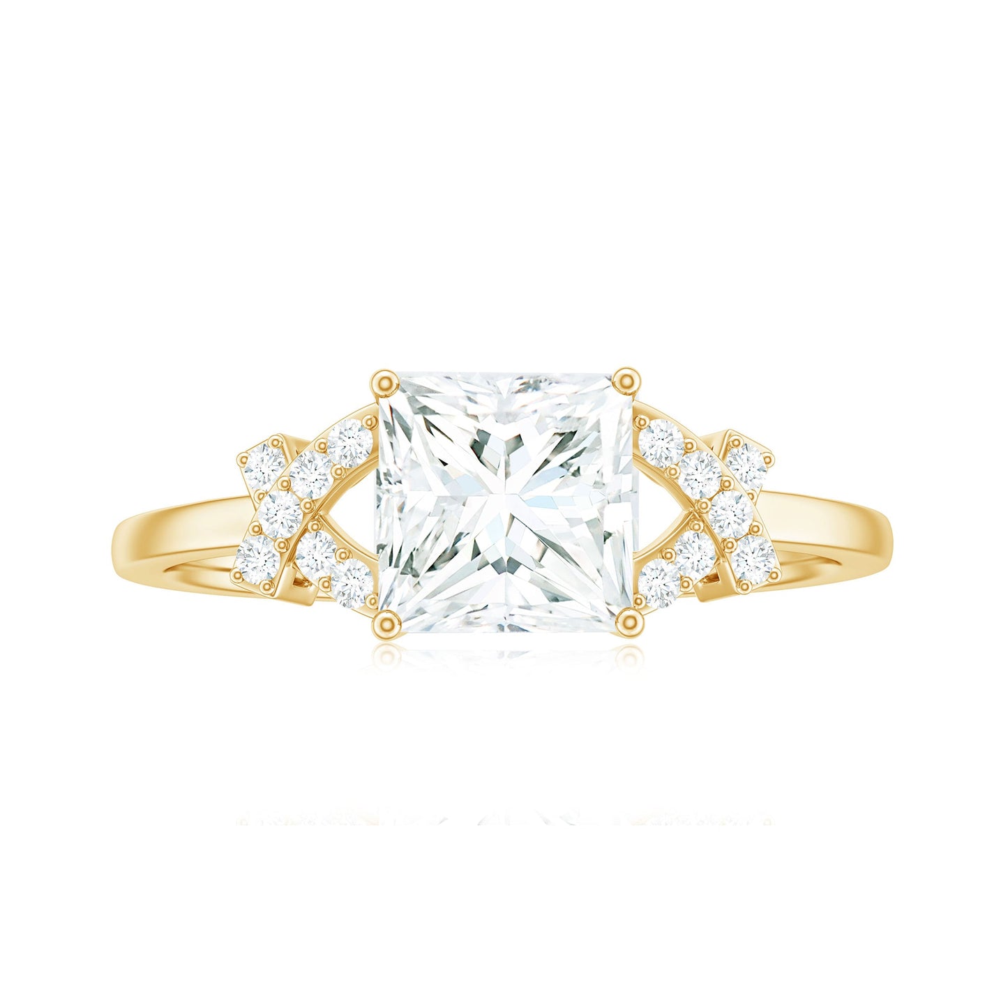 6X8 mm Princess Cut Moissanite Solitaire Engagement Ring