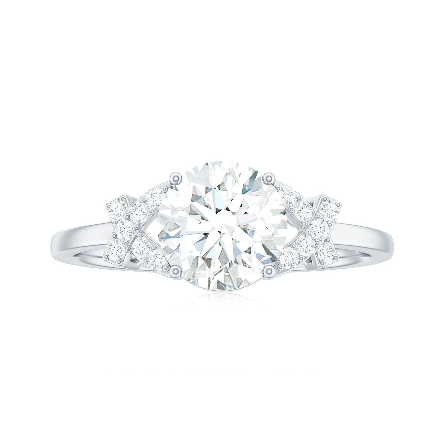 7x7mm Brilliant Cut Moissanite Solitaire Engagement Ring for Women