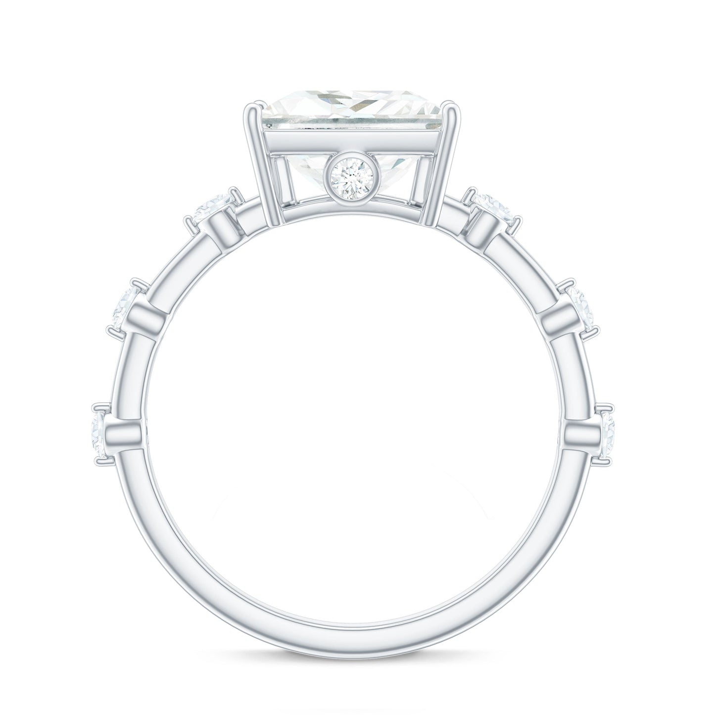 8X8 MM Princess Cut Certified Moissanite Solitaire Engagement Ring