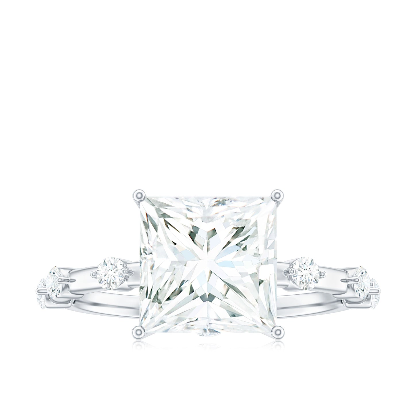 8X8 MM Princess Cut Certified Moissanite Solitaire Engagement Ring