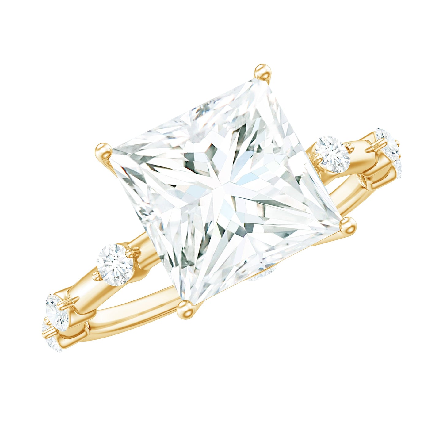 8X8 MM Princess Cut Certified Moissanite Solitaire Engagement Ring