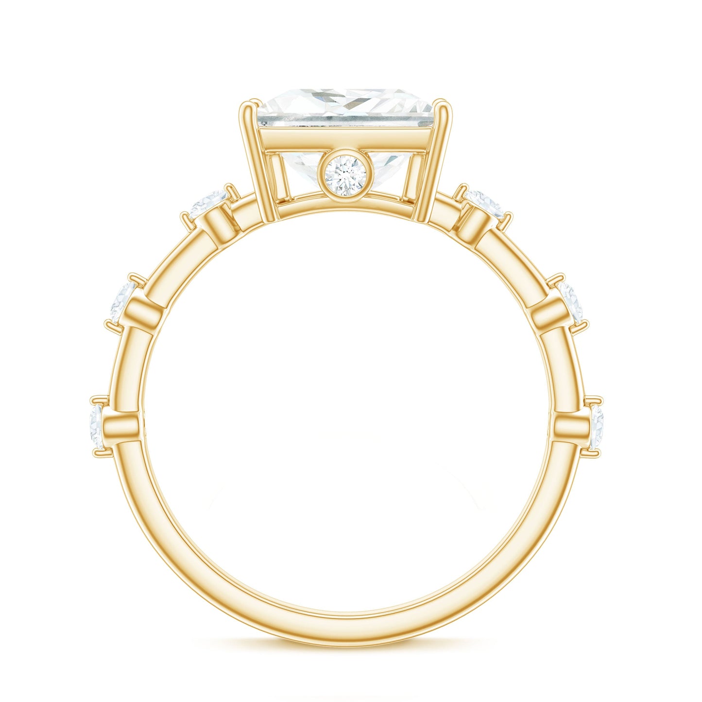 8X8 MM Princess Cut Certified Moissanite Solitaire Engagement Ring
