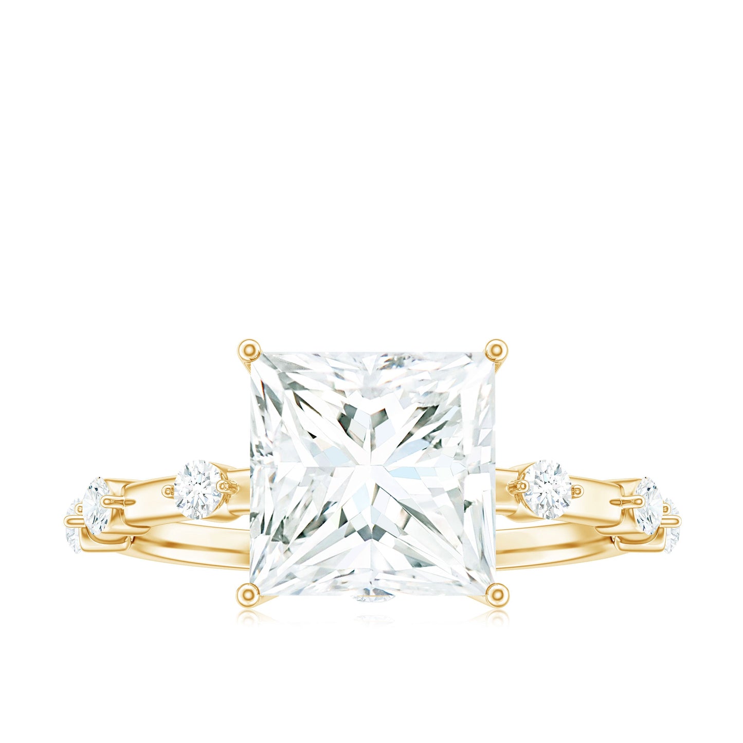 8X8 MM Princess Cut Certified Moissanite Solitaire Engagement Ring