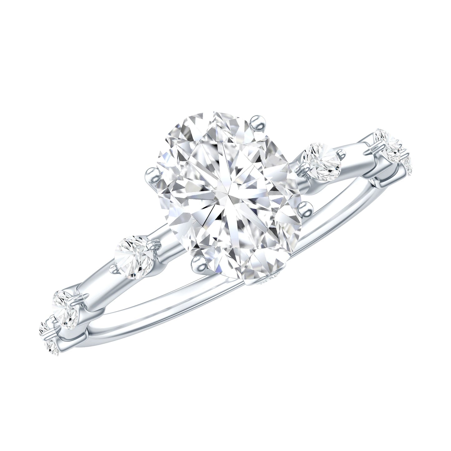 Certified 6X8 MM Oval Moissanite Solitaire Engagement Ring