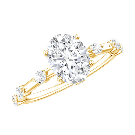 Certified 6X8 MM Oval Moissanite Solitaire Engagement Ring