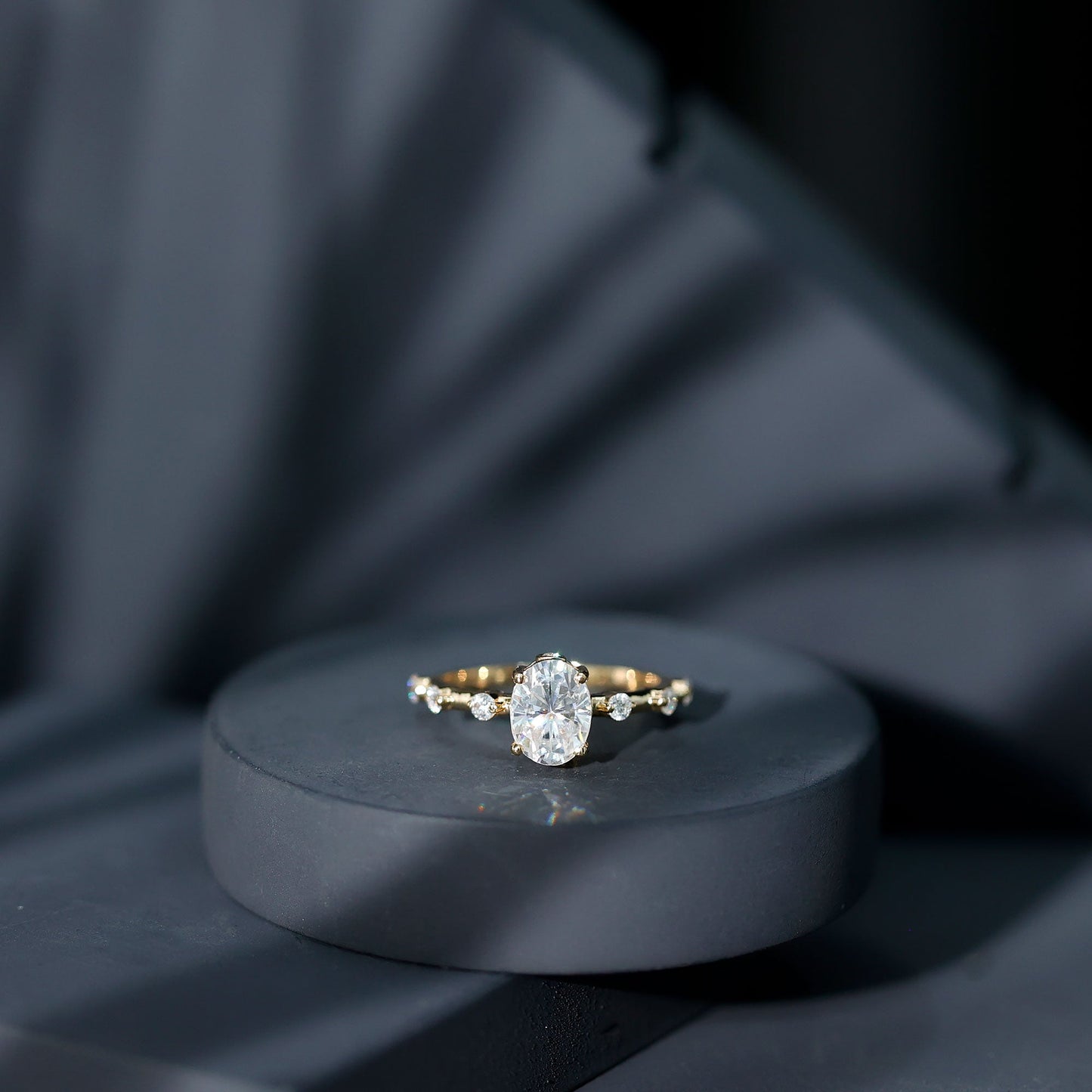 Certified 6X8 MM Oval Moissanite Solitaire Engagement Ring