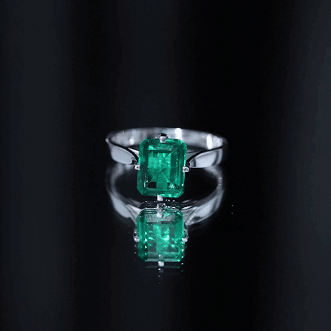 8X10 MM Octagon Lab Grown Emerald Solitaire Engagement Ring