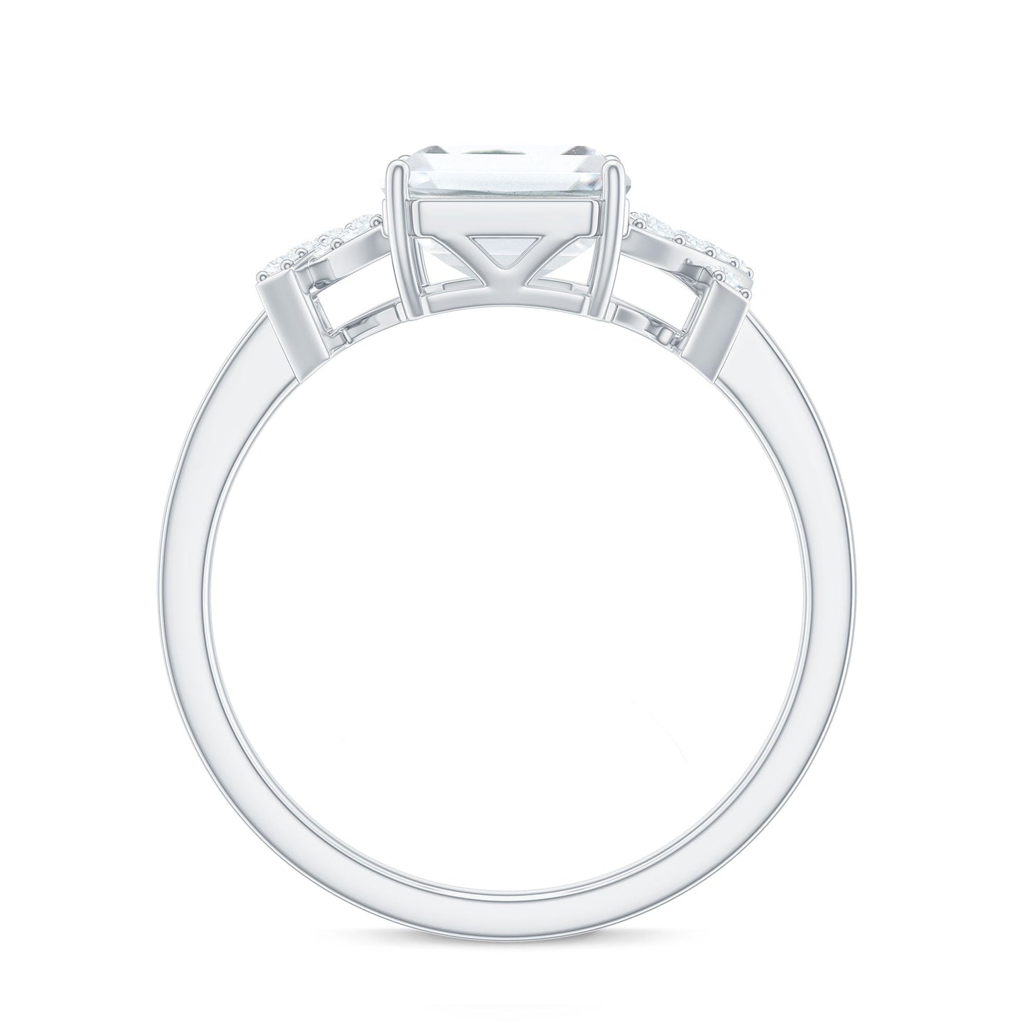 7x9mm Emerald Cut Certified Moissanite Solitaire Engagement Ring
