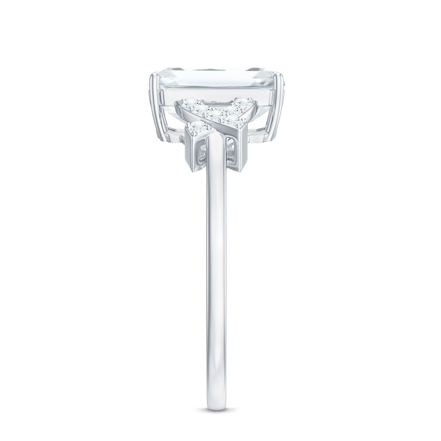 7x9mm Emerald Cut Certified Moissanite Solitaire Engagement Ring