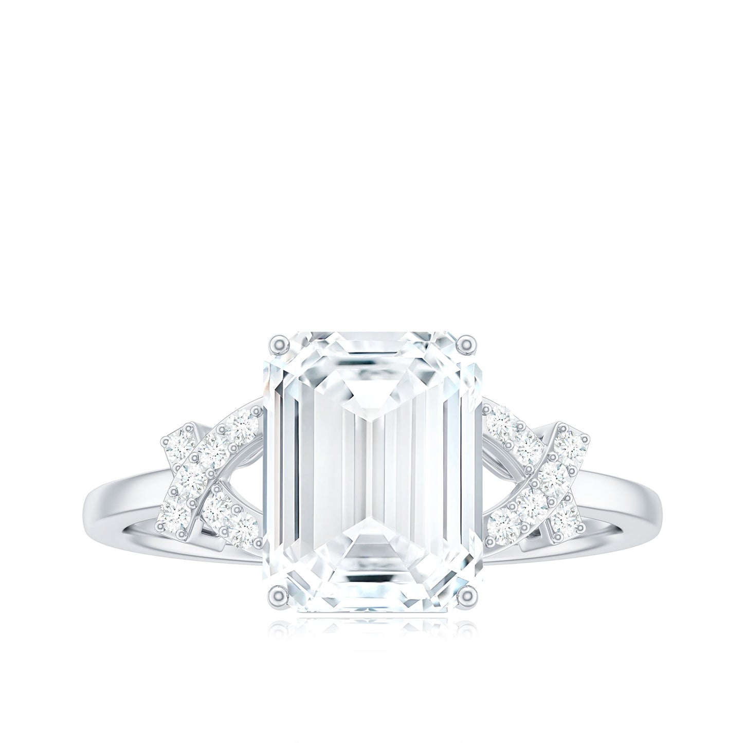 7x9mm Emerald Cut Certified Moissanite Solitaire Engagement Ring