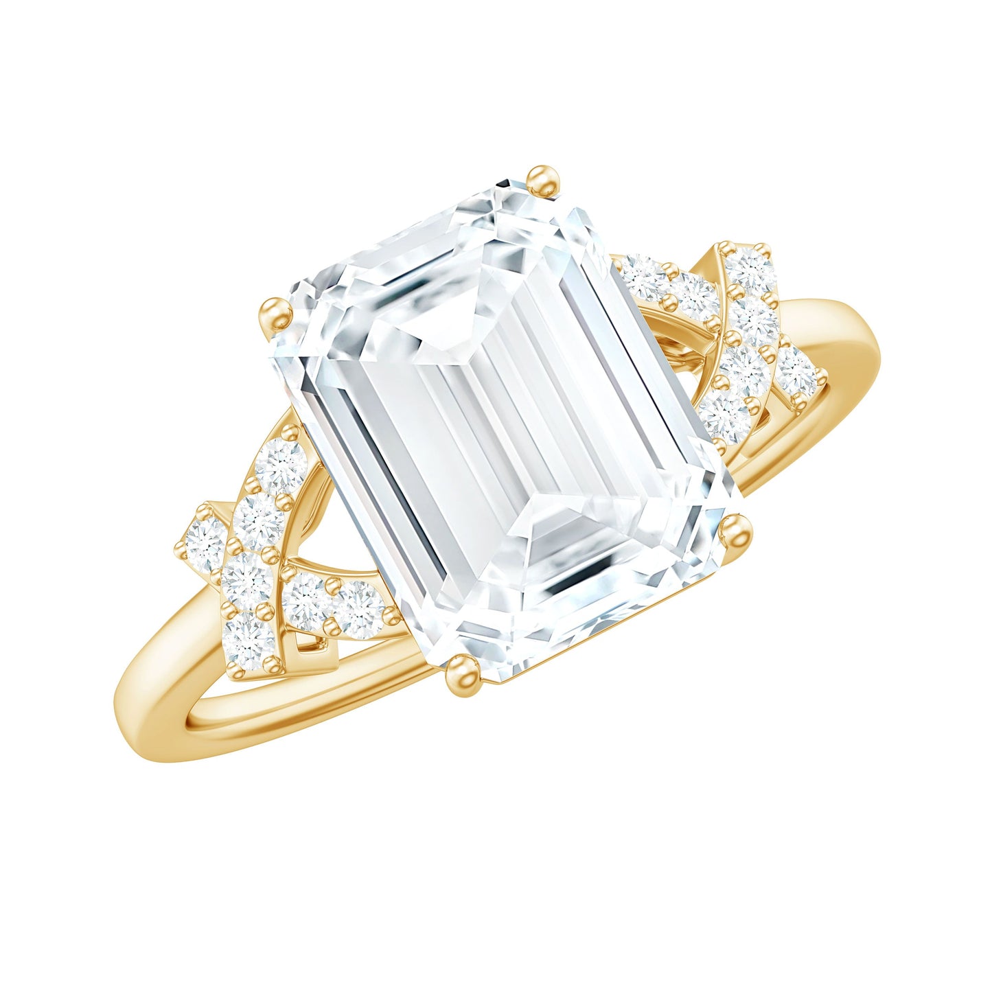 7x9mm Emerald Cut Certified Moissanite Solitaire Engagement Ring