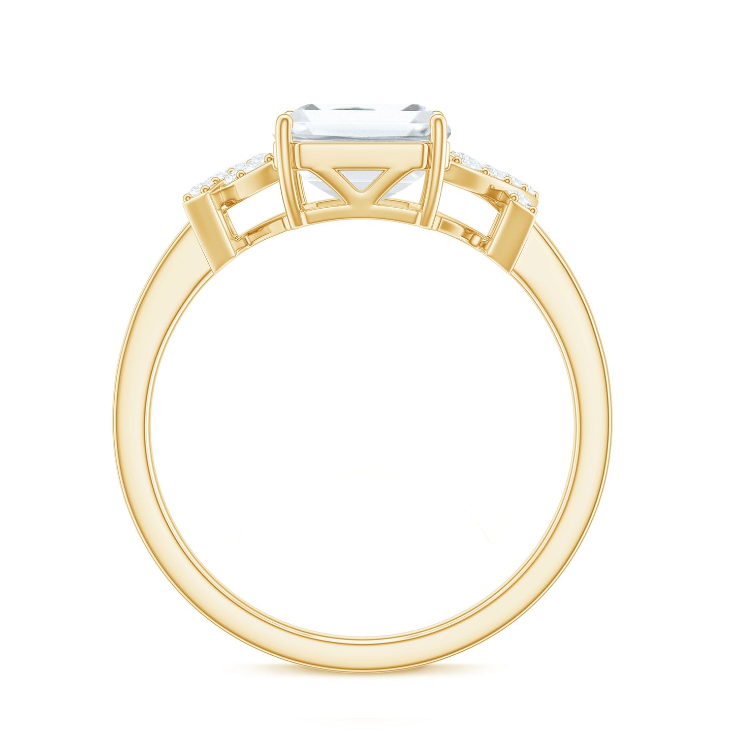 7x9mm Emerald Cut Certified Moissanite Solitaire Engagement Ring