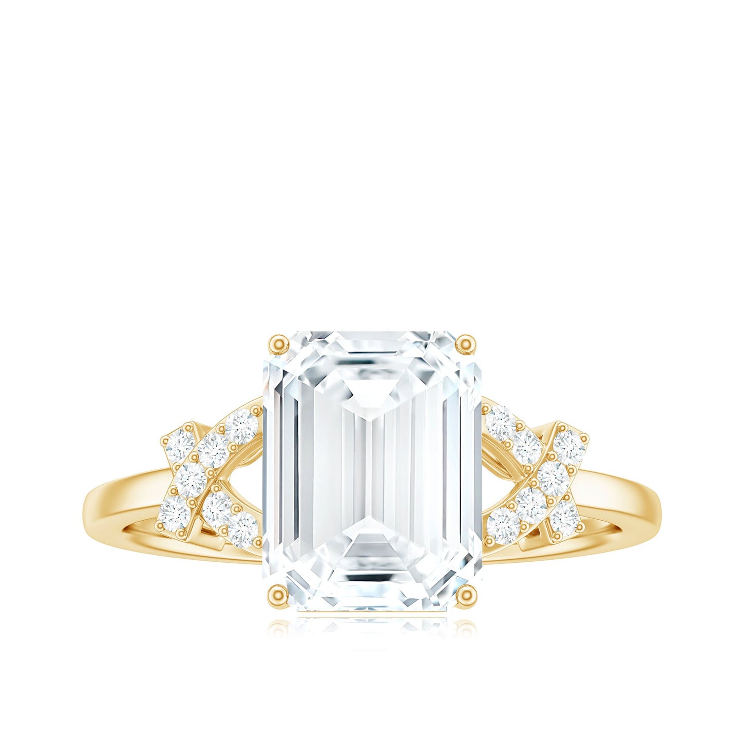 7x9mm Emerald Cut Certified Moissanite Solitaire Engagement Ring