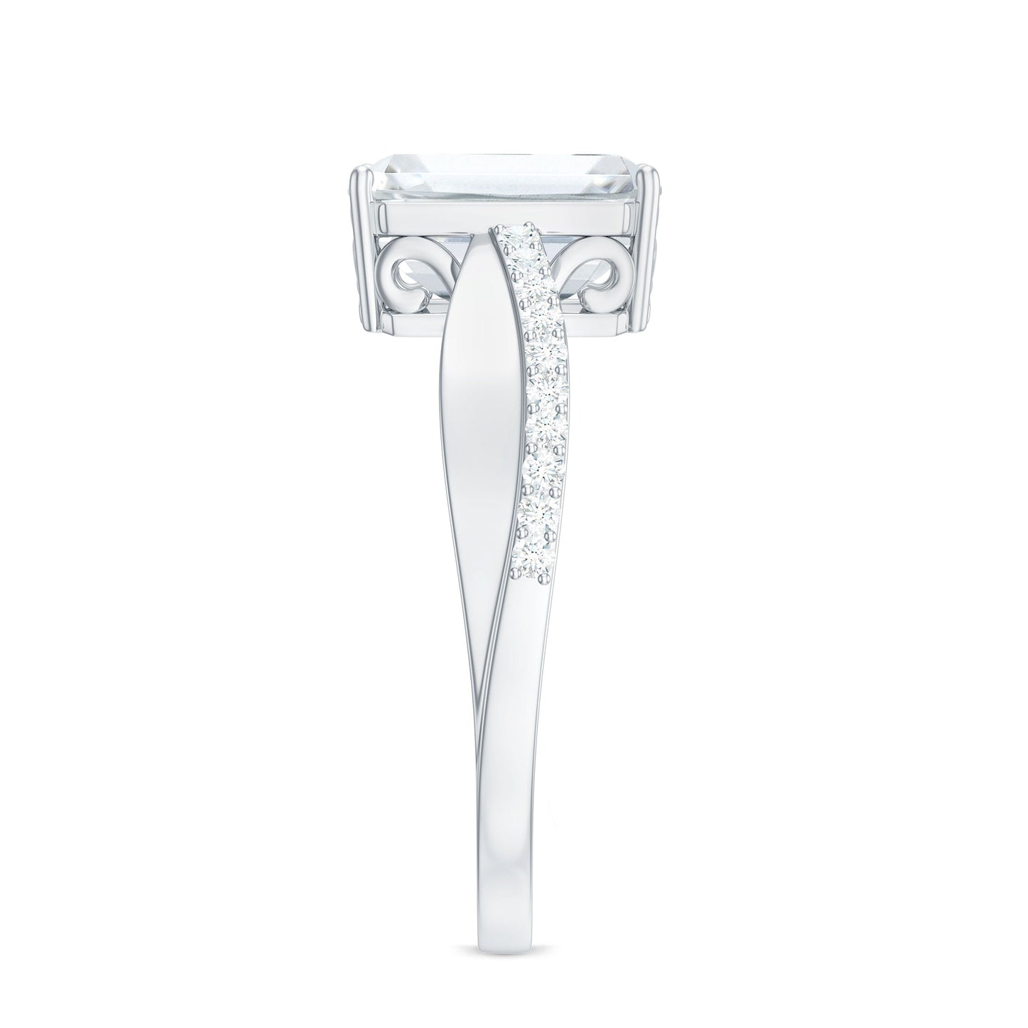 7x9mm Emerald Cut Moissanite Solitaire Classic Engagement Ring
