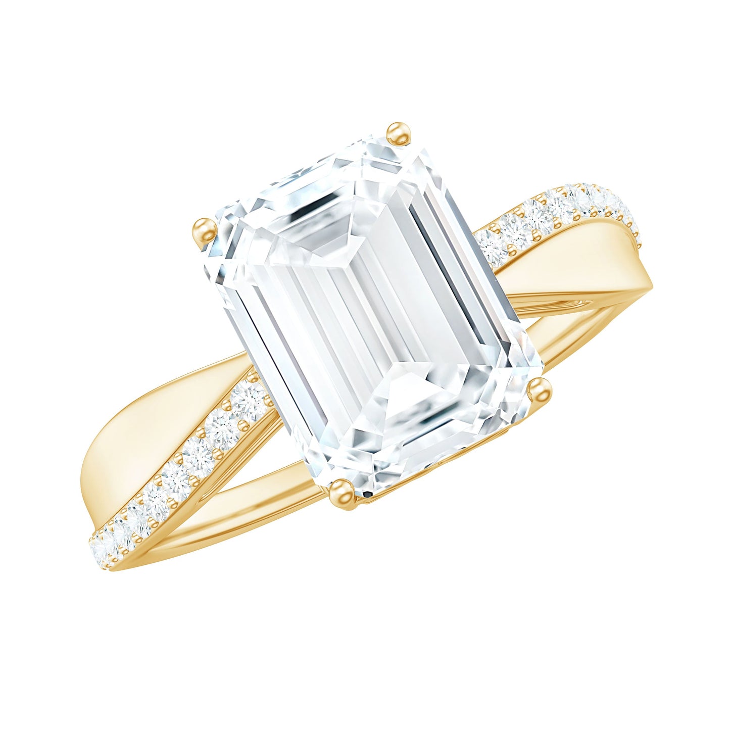 7x9mm Emerald Cut Moissanite Solitaire Classic Engagement Ring