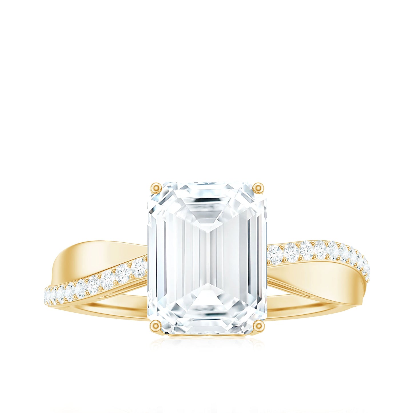 7x9mm Emerald Cut Moissanite Solitaire Classic Engagement Ring