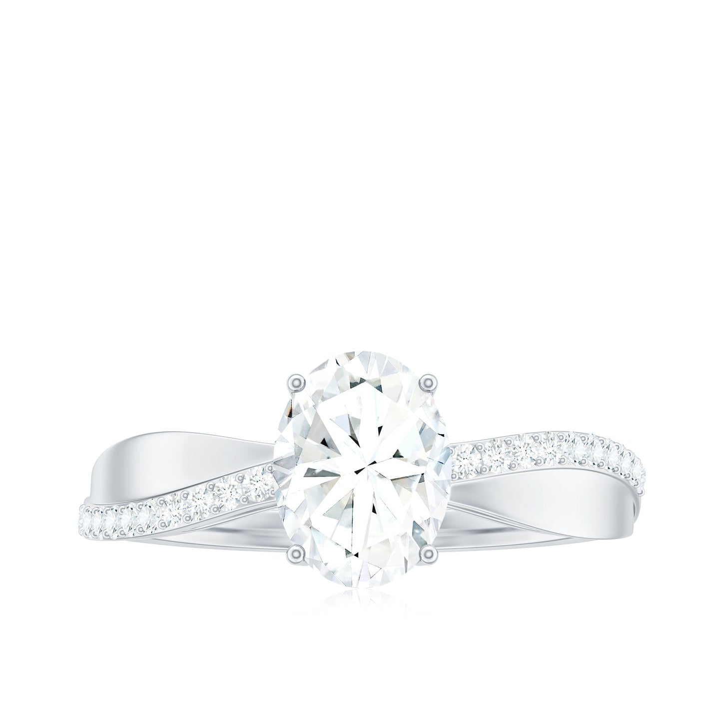 6X8mm Brilliant Cut Certified Moissanite Engagement Ring