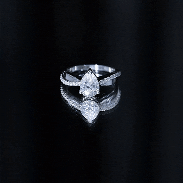 6X8 MM Pear Shape Moissanite Solitaire Engagement Ring