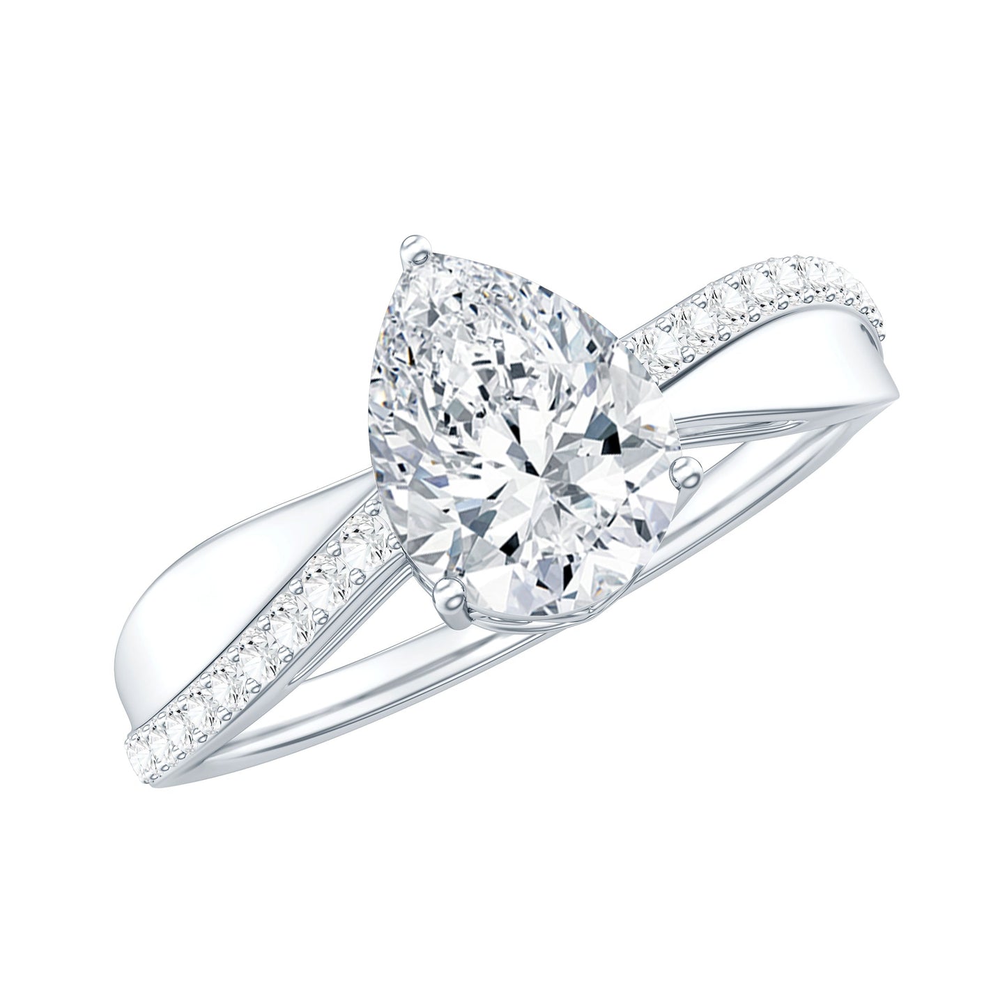6X8 MM Pear Shape Moissanite Solitaire Engagement Ring