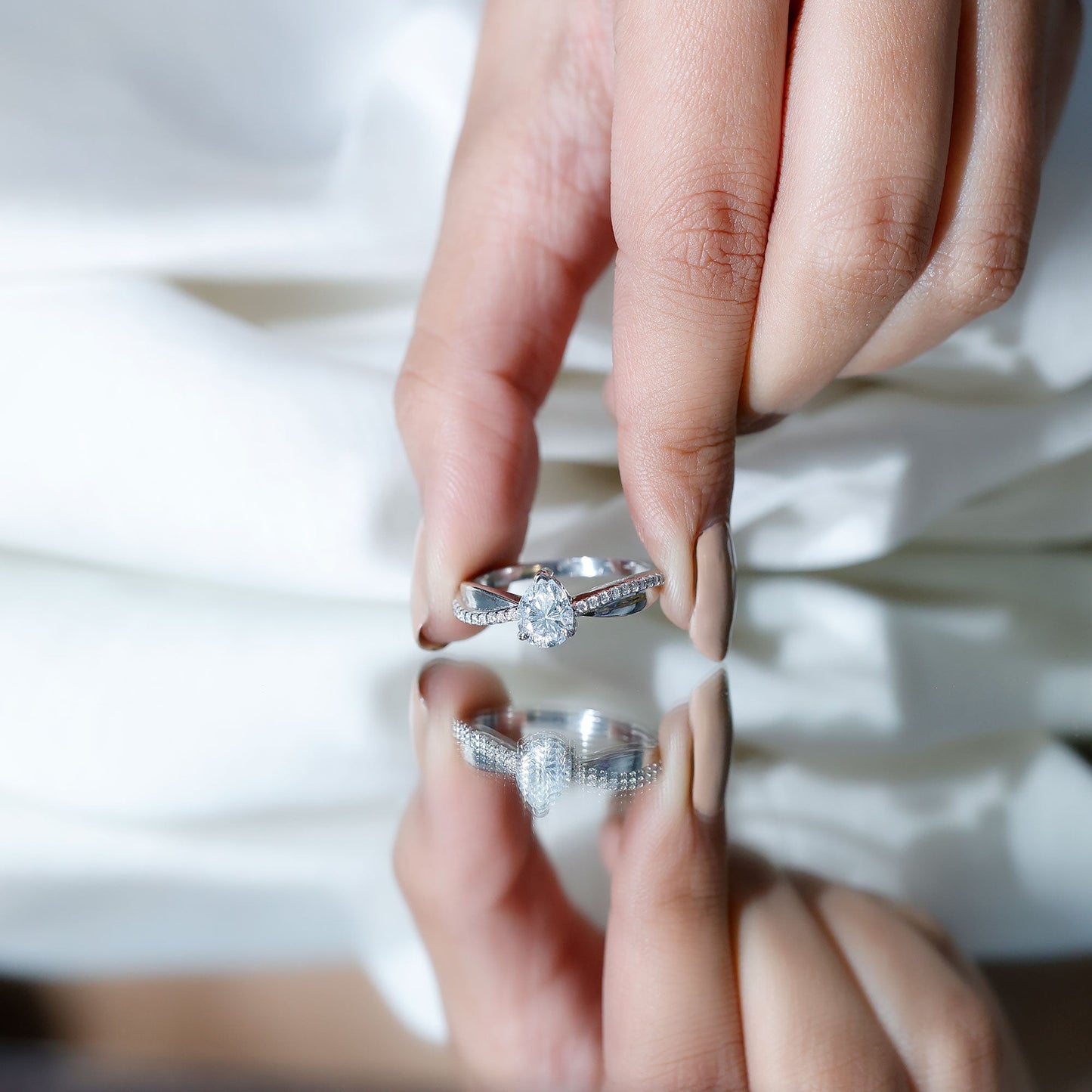 6X8 MM Pear Shape Moissanite Solitaire Engagement Ring