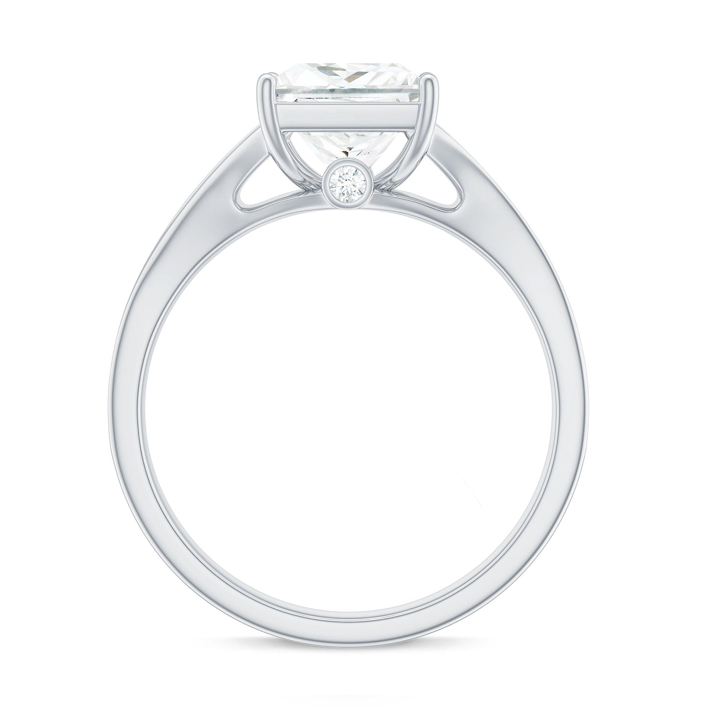 8 mm Princess Cut Moissanite Solitaire Engagement Ring with Split Shank