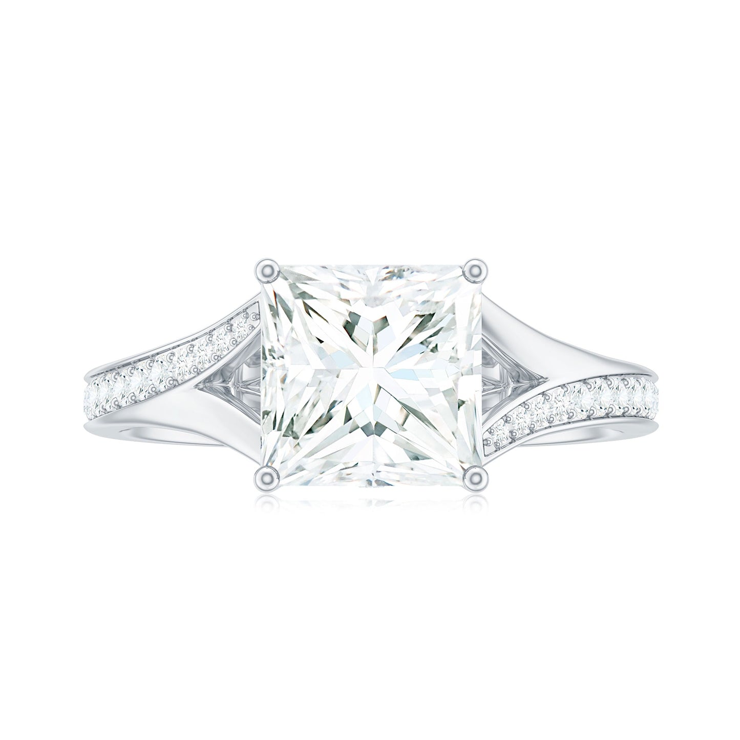 8 mm Princess Cut Moissanite Solitaire Engagement Ring with Split Shank