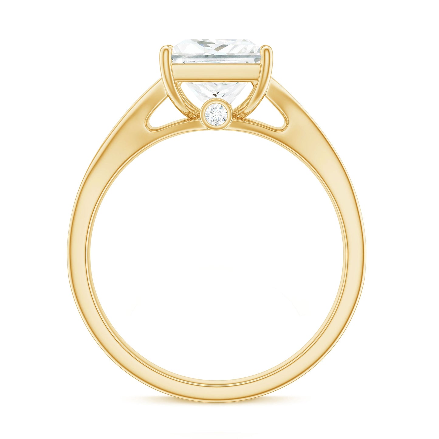 8 mm Princess Cut Moissanite Solitaire Engagement Ring with Split Shank