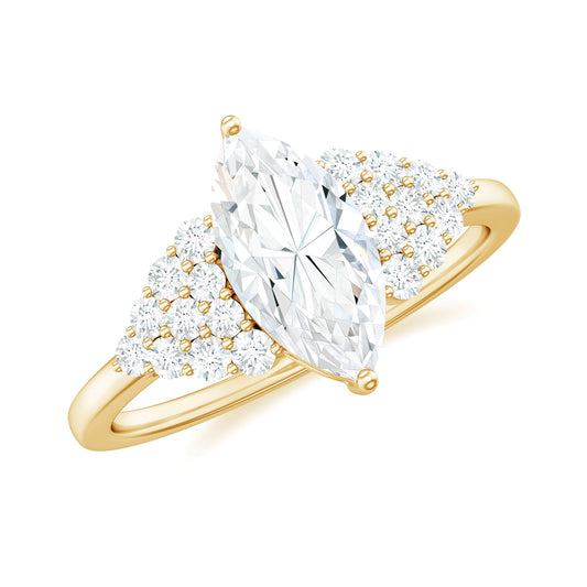 5X10mm Marquise Cut Moissanite Classic Engagement Ring